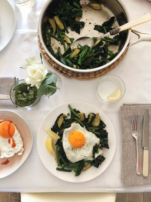 Sauteéd Greens With Fried Eggs Inspired By Prue Leith