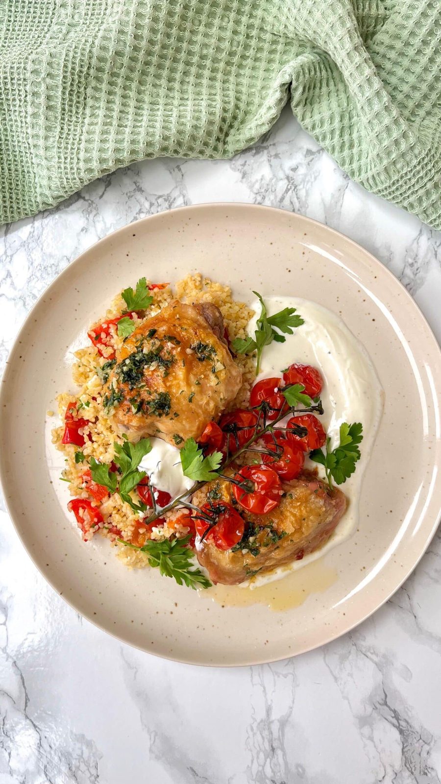 (Almost) One Pan Garlic Butter Chicken