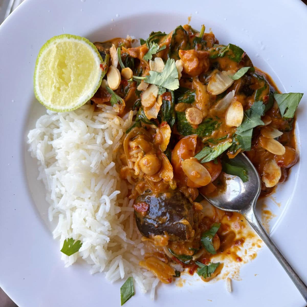 Harissa Aubergine Curry with Chickpeas and Coconut