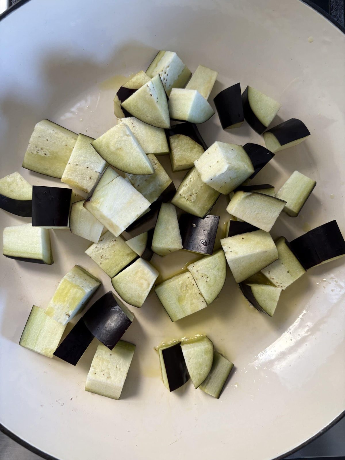 frying aubergine.