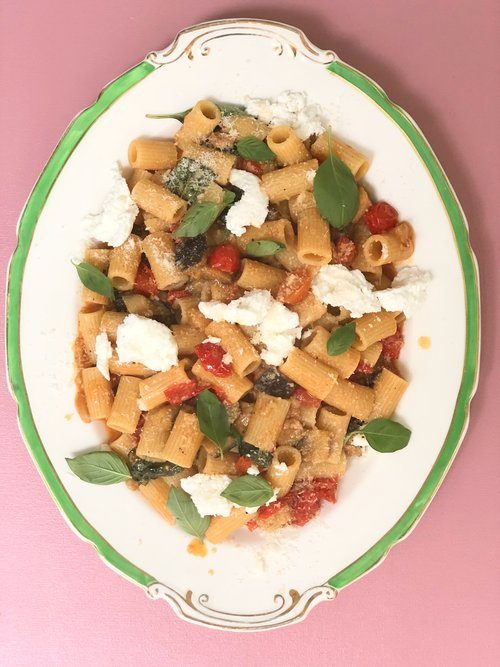 Aubergine, Tomato & Ricotta Rigatoni Inspired By Theo Randall