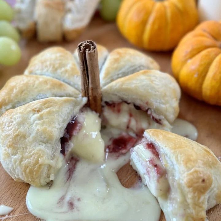 Baked Brie and Cranberry Puff Pastry Pumpkin for Halloween