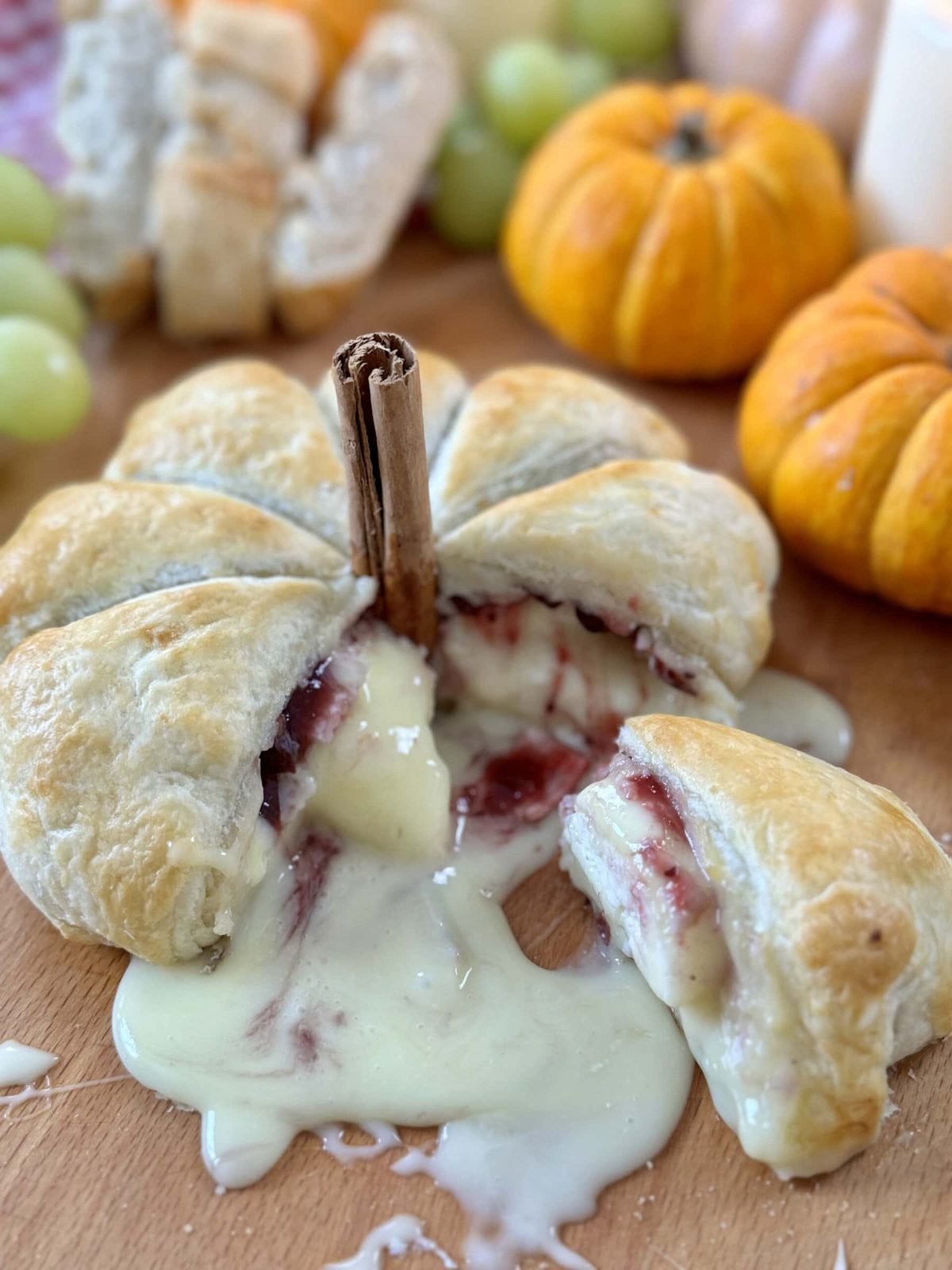 Baked Brie with Garlic and Cranberry Puff Pastry Pumpkin