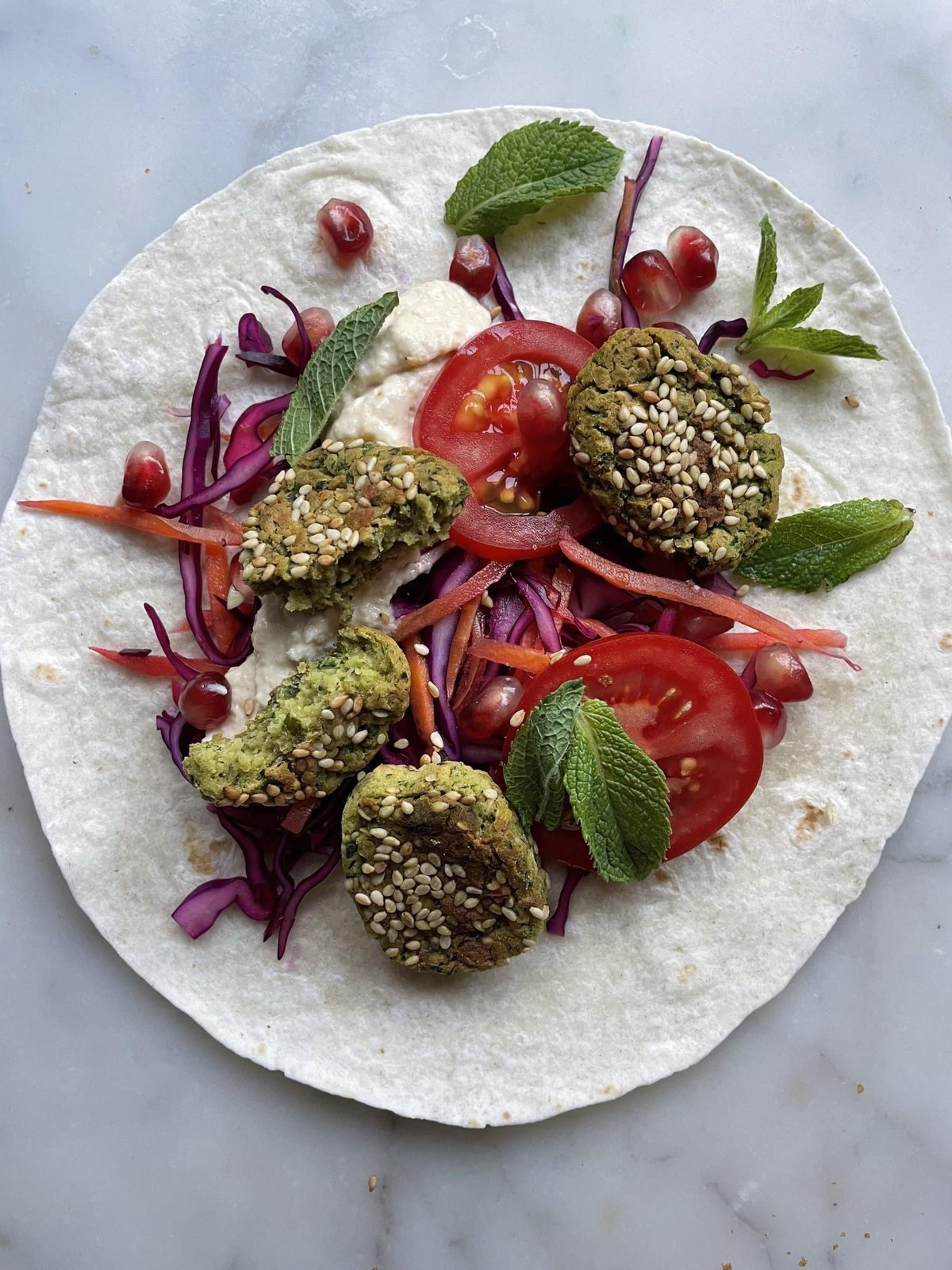 Baked Herby Falafel Wraps with Tzatziki