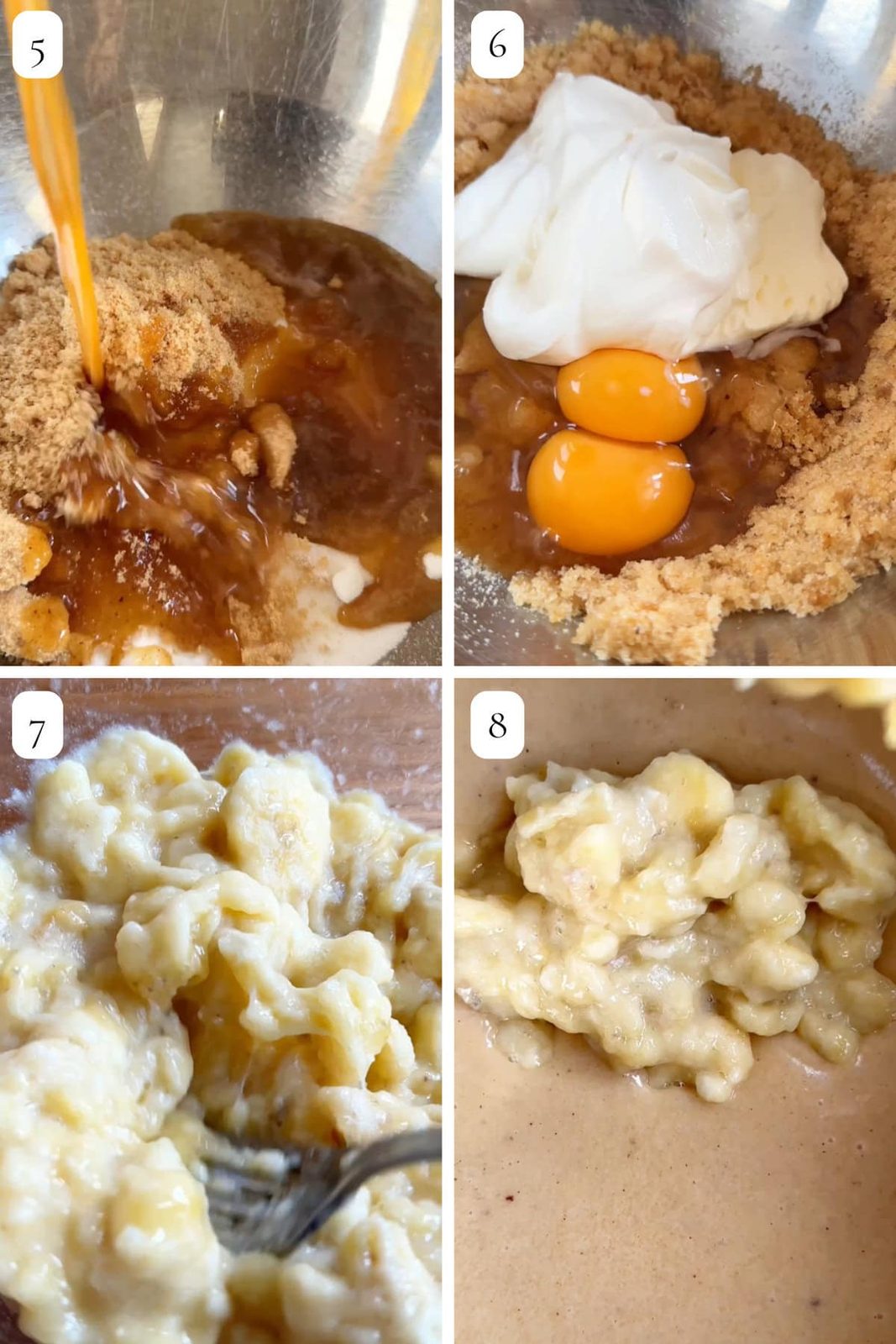 banana bread bars step by step.
