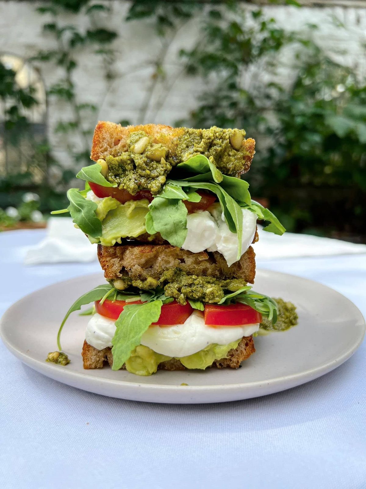 Basil Pesto, Whipped Goat’s Cheese And Avocado Toasted Sandwich