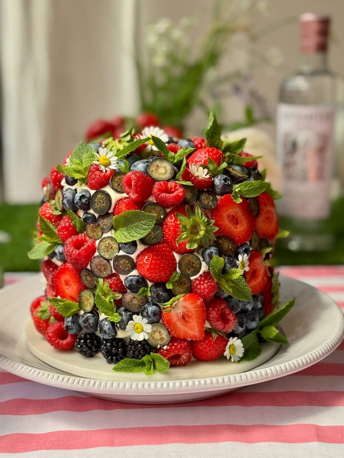 berry cake on a white plate.