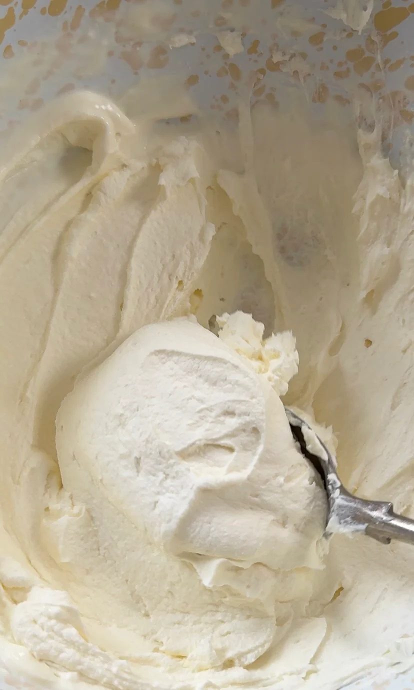 whisked cheesecake cream.