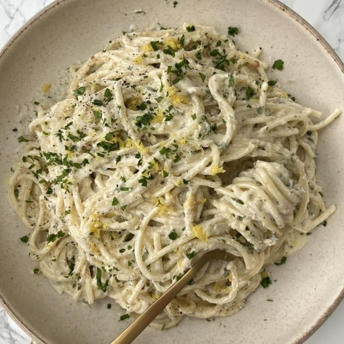 Baked Boursin Pasta with Lemon & Artichokes