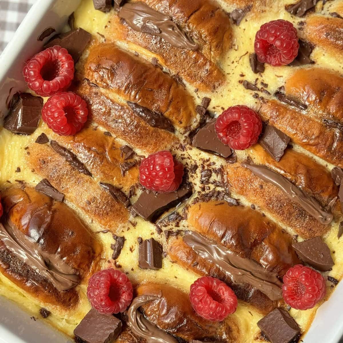 Salted Caramel Bread and Butter Brioche Pudding with Nutella