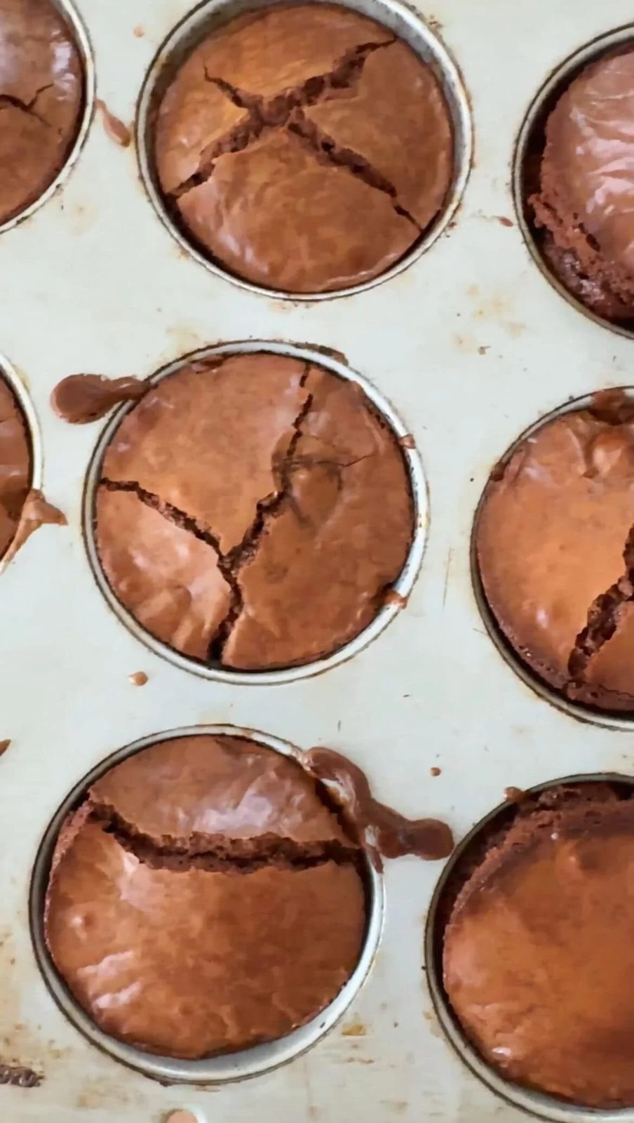 Baked brownie bites in muffin tin.