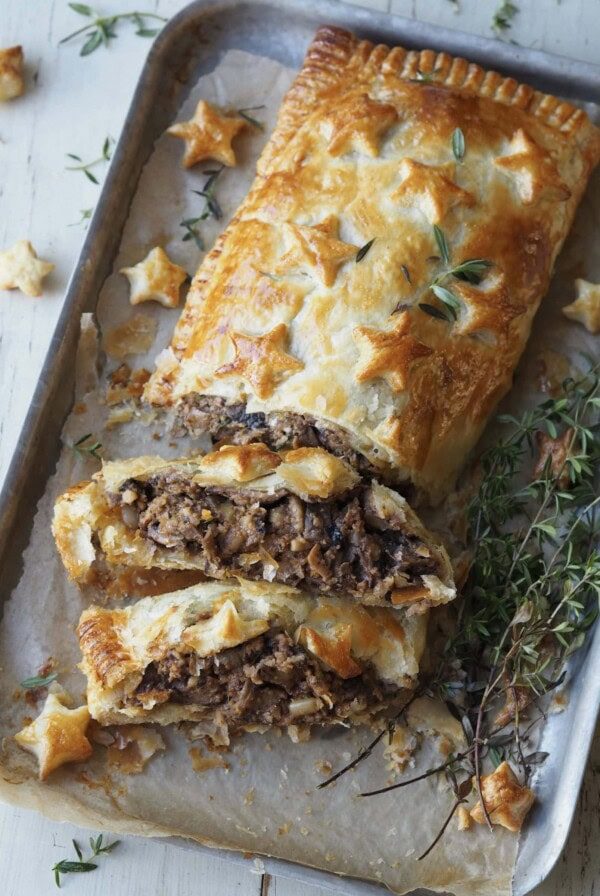Nut Roast Wellington in a baking dish