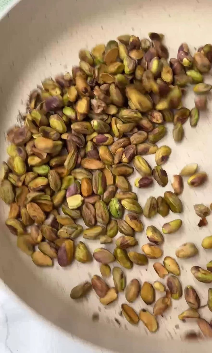 toasting pistachios.