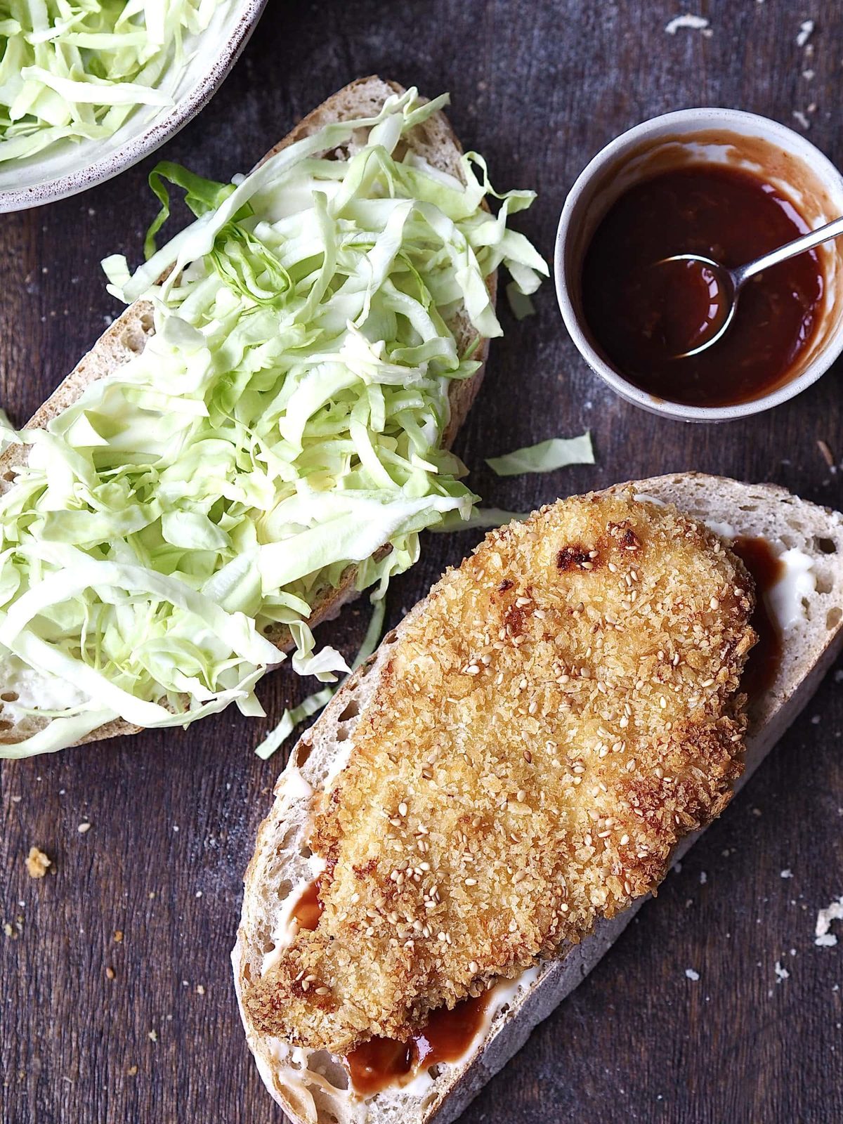 Making Chicken Katsu Sandwich.