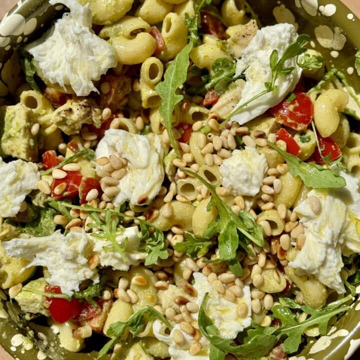 chicken macaroni pasta salad in bowl