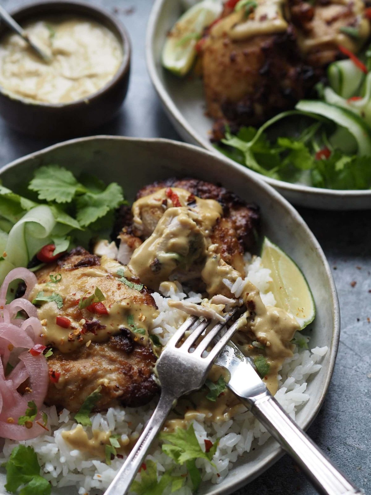 Chicken Satay Rice Bowls