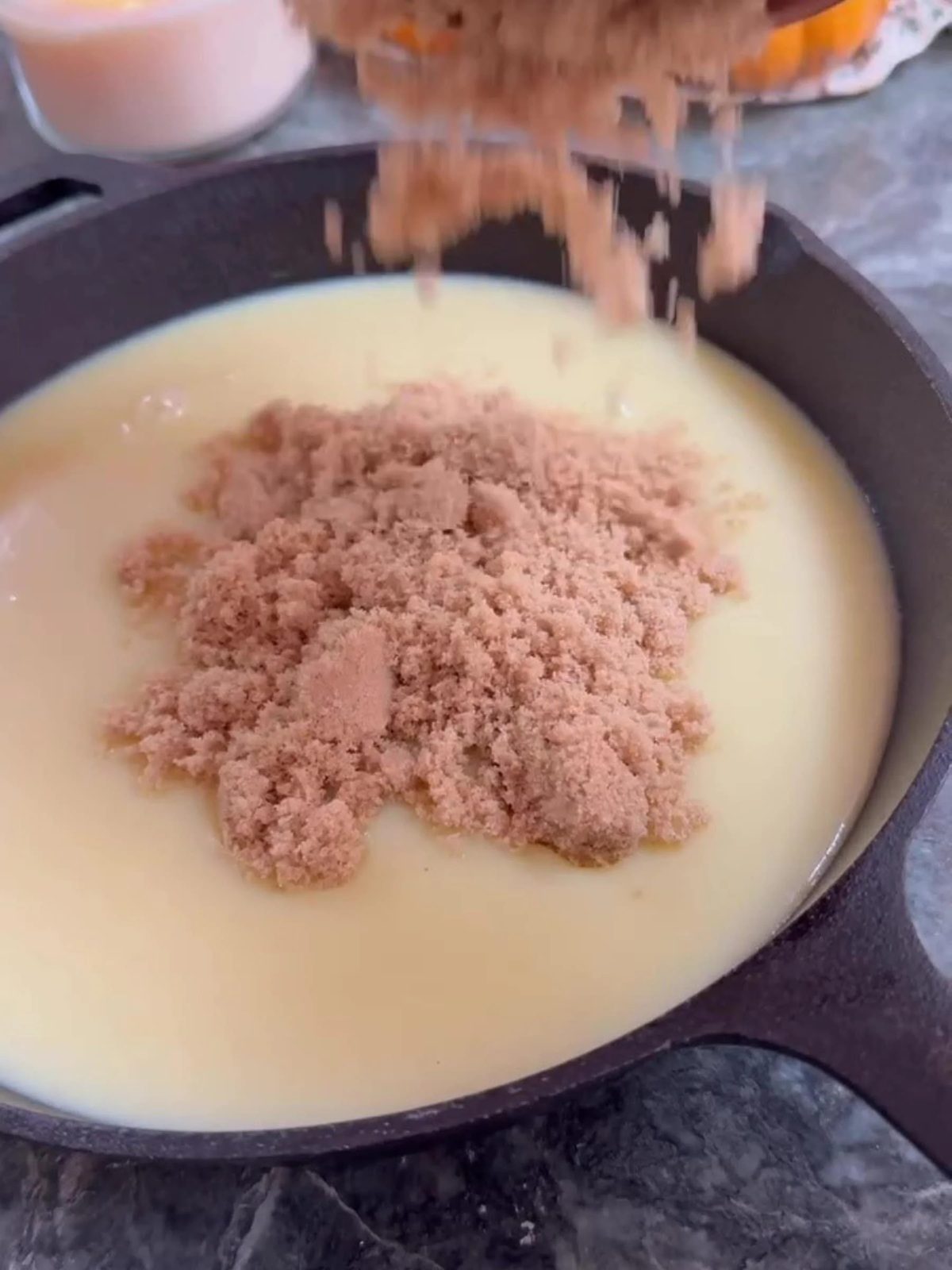 Adding sugar to melted butter