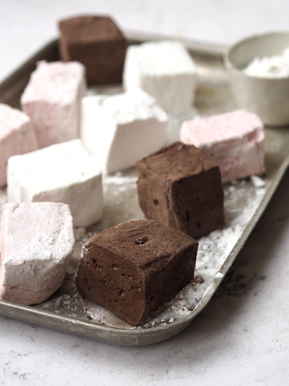 Marshmallows on a plate.