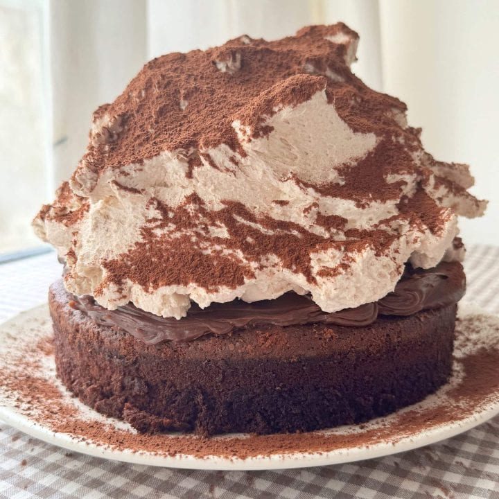 a chocolate mud cake with malted whipped cream.