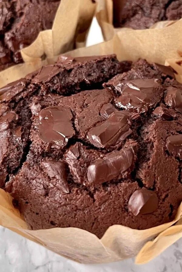 Moist chocolate chunk muffin.