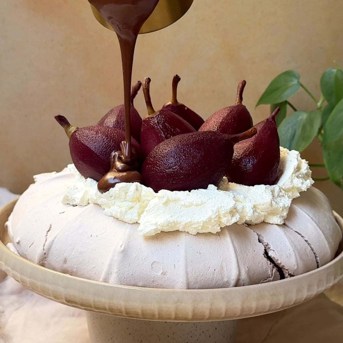 Poached Pear Christmas Pavlova