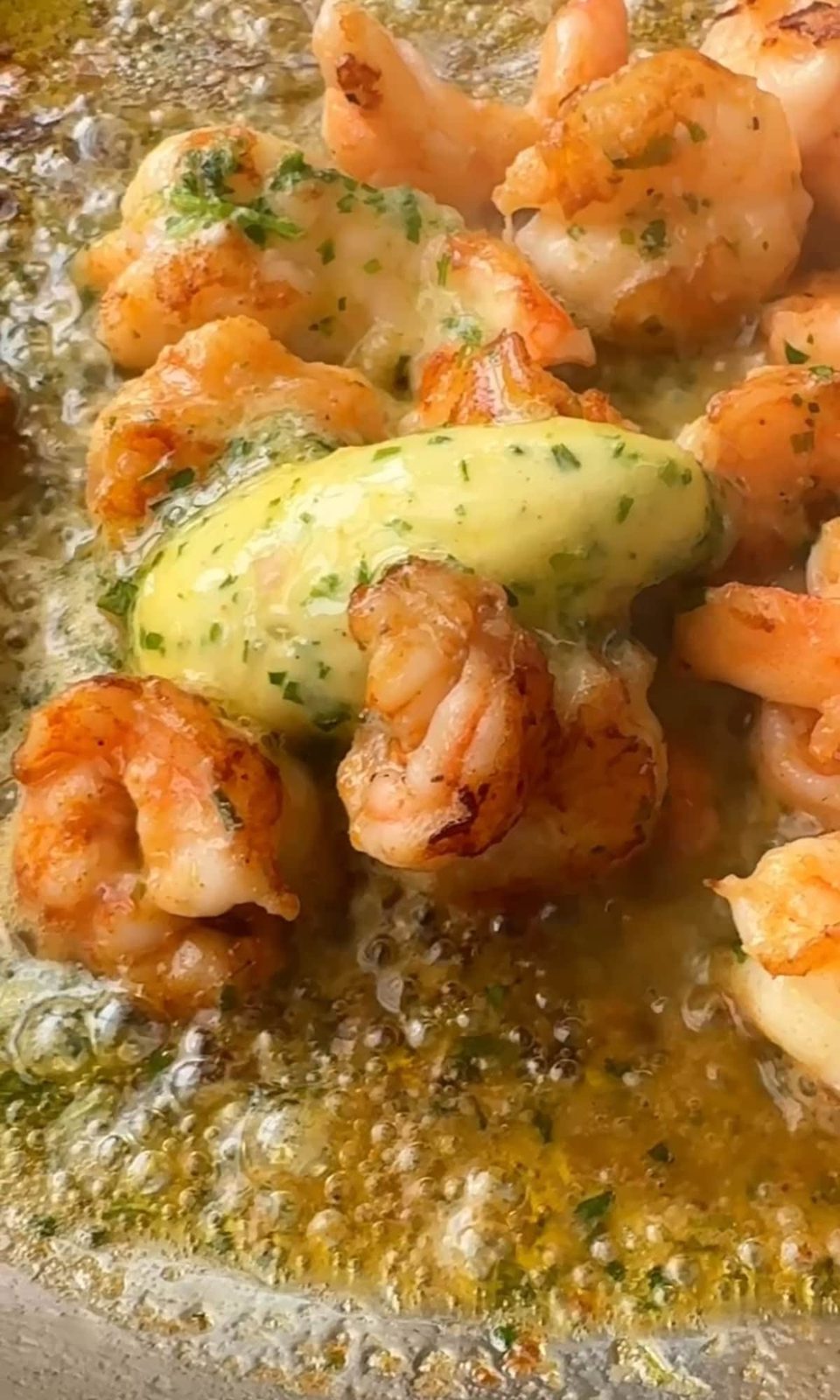 frying prawns in cowboy butter.