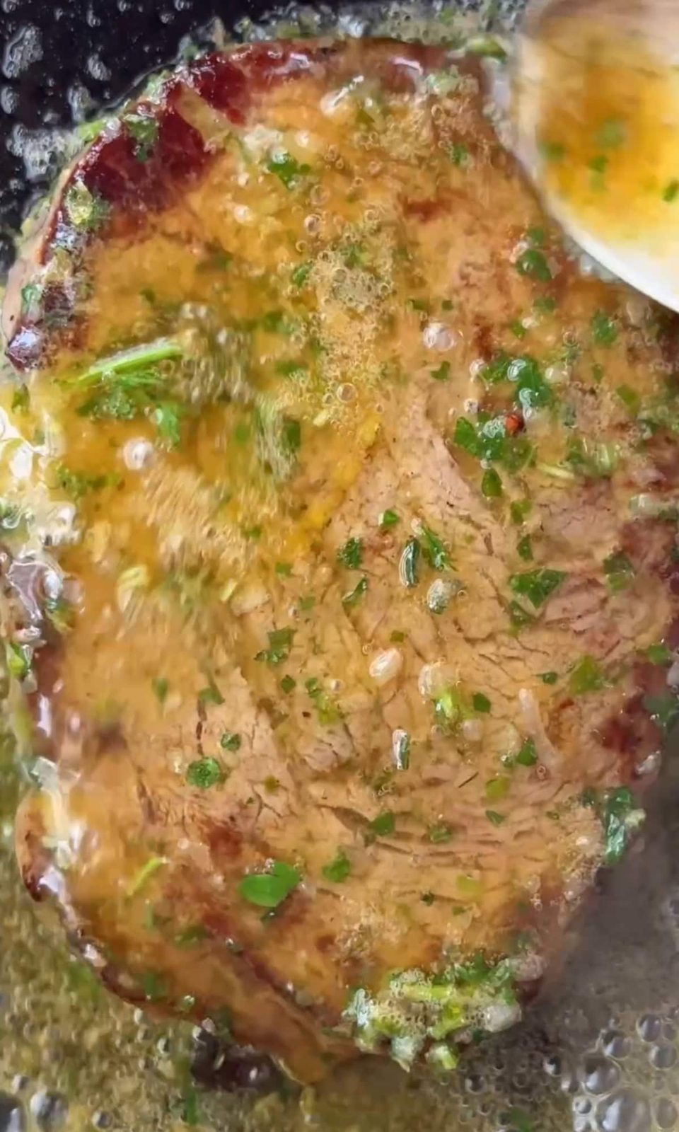 frying steak in cowboy butter.