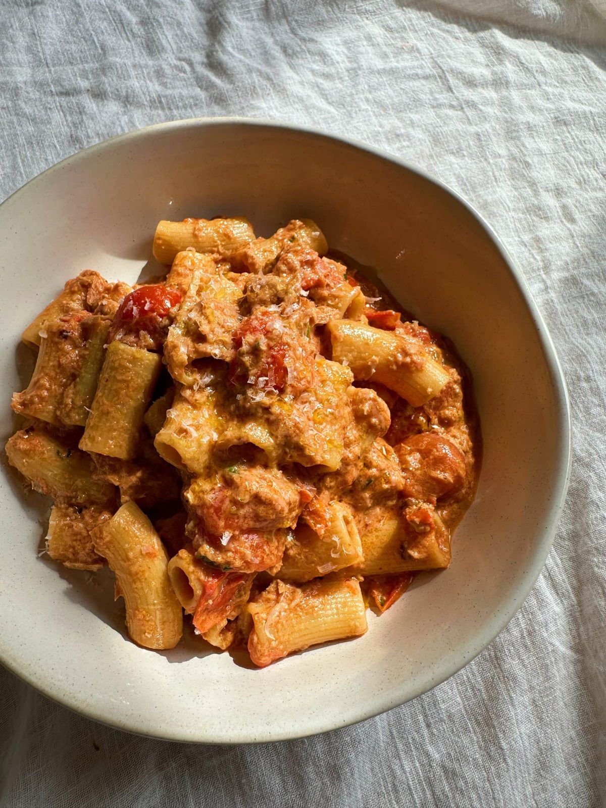 Creamy Tuna Pasta with Chilli & Cherry Tomatoes