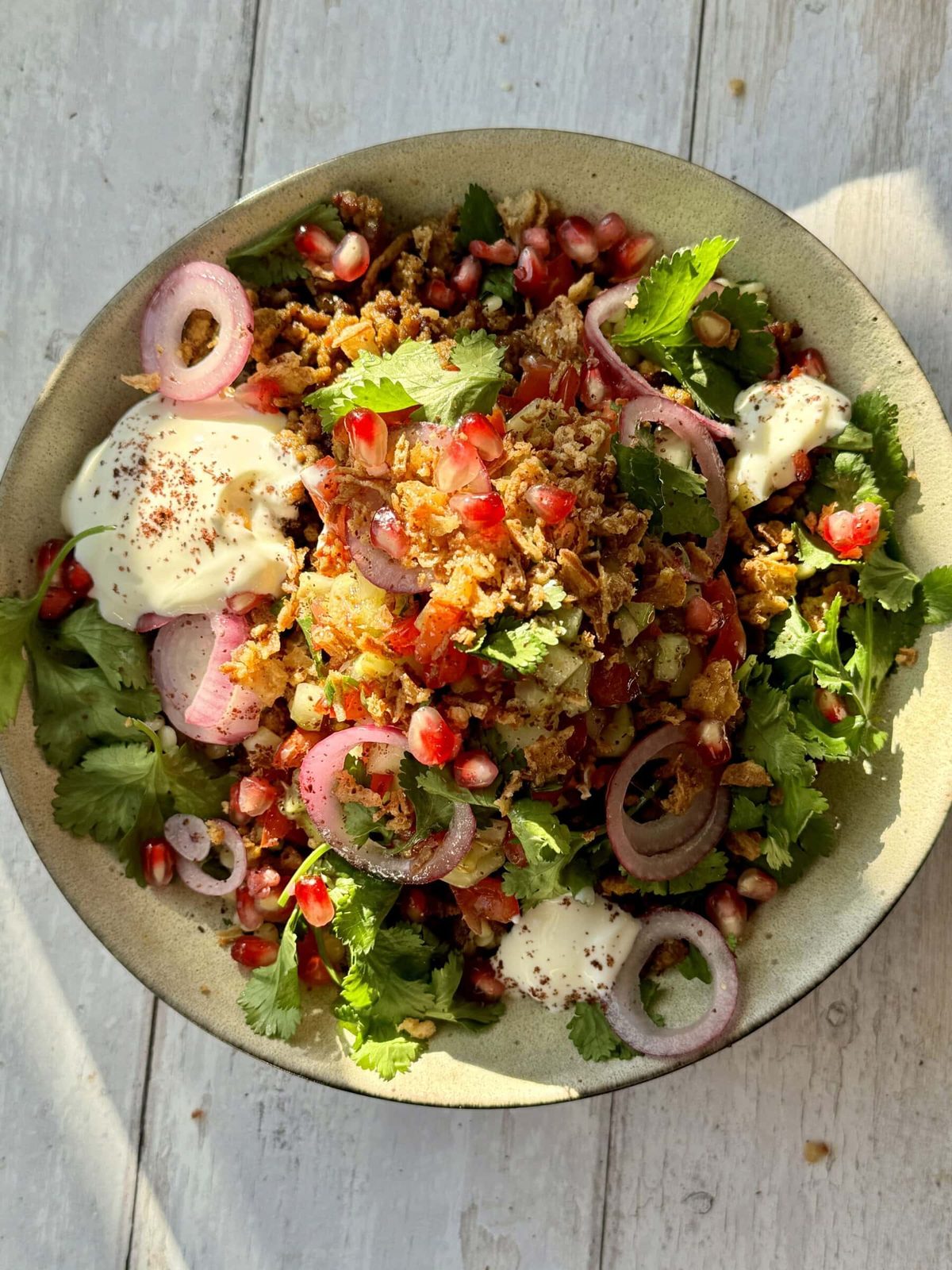 crispy lamb mince bowl.