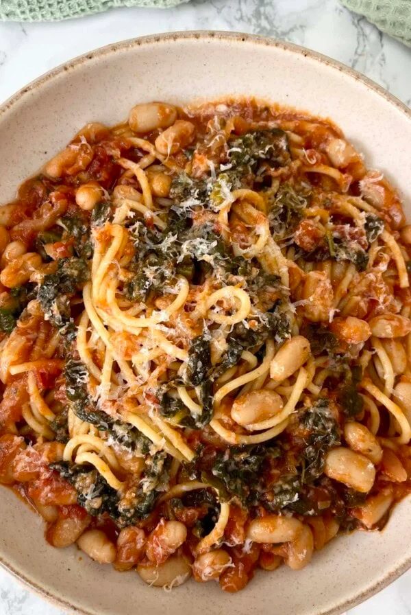 stanley tucci's pasta fagioli in a bowl