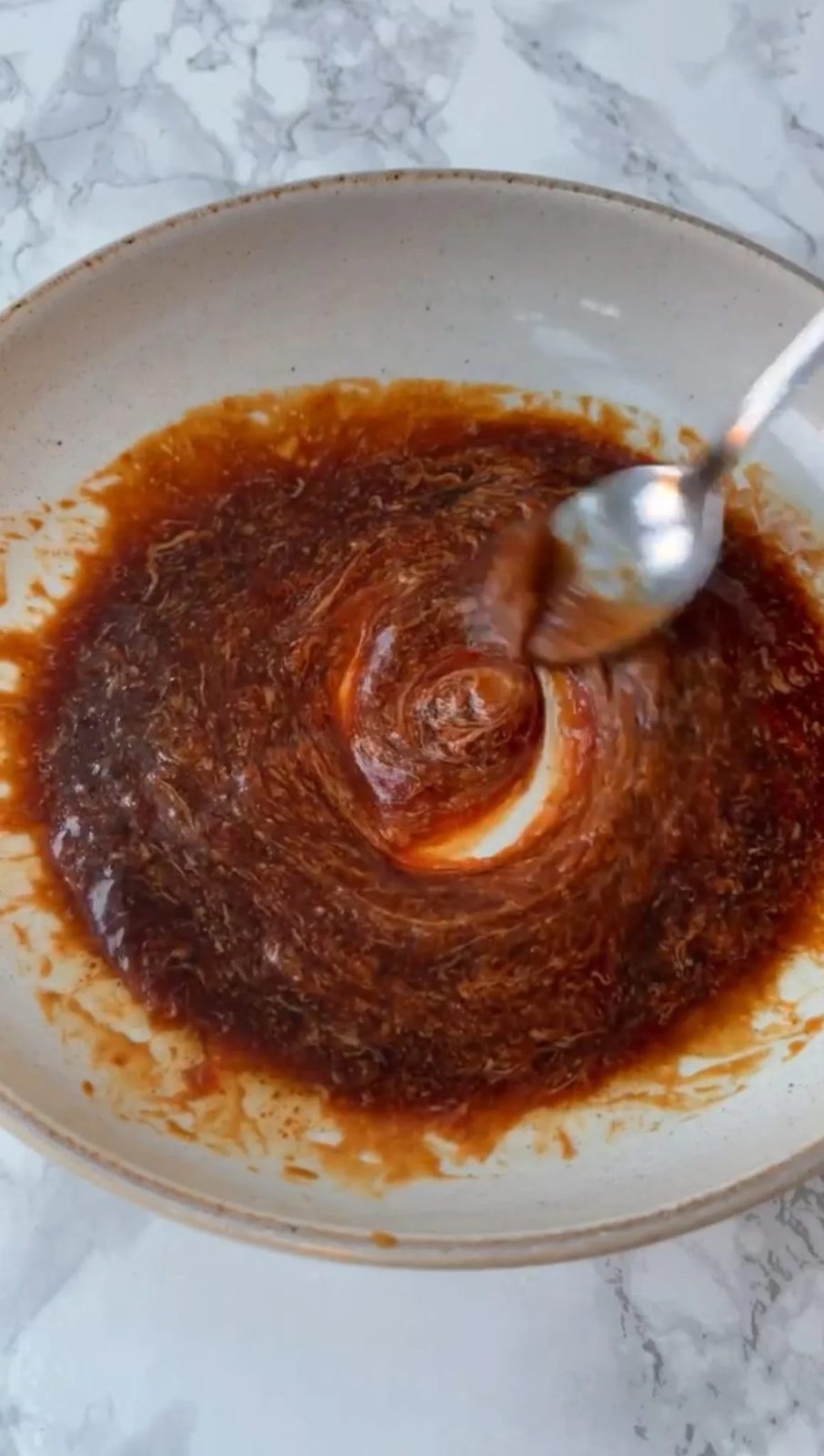Mixing the paste for the easy pork ramen