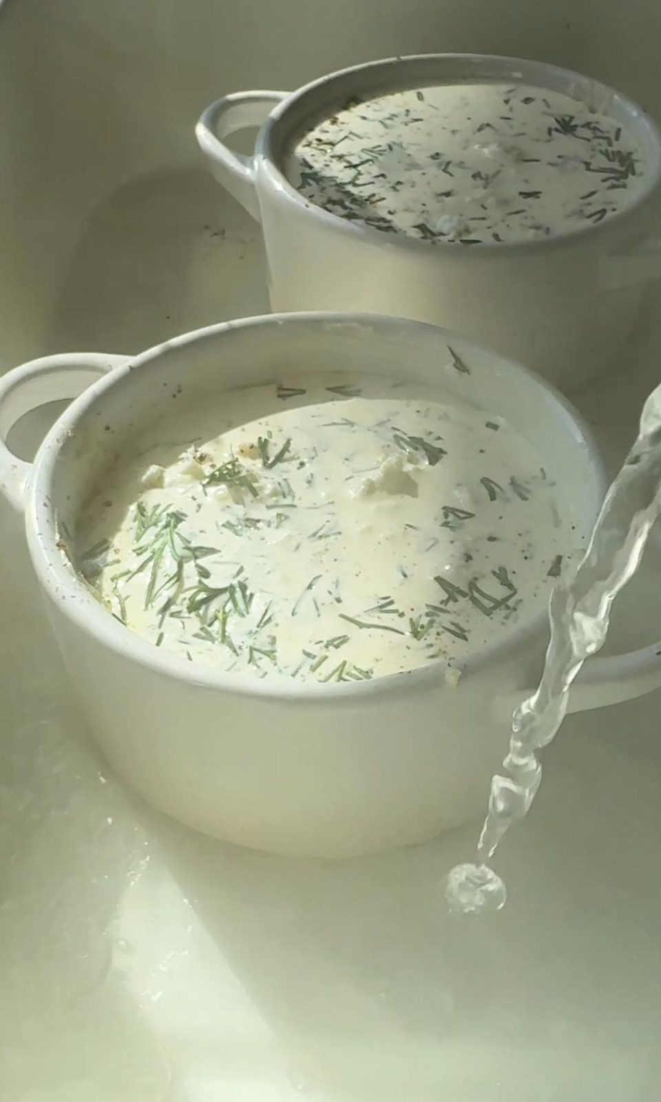 baking eggs in a water bath.