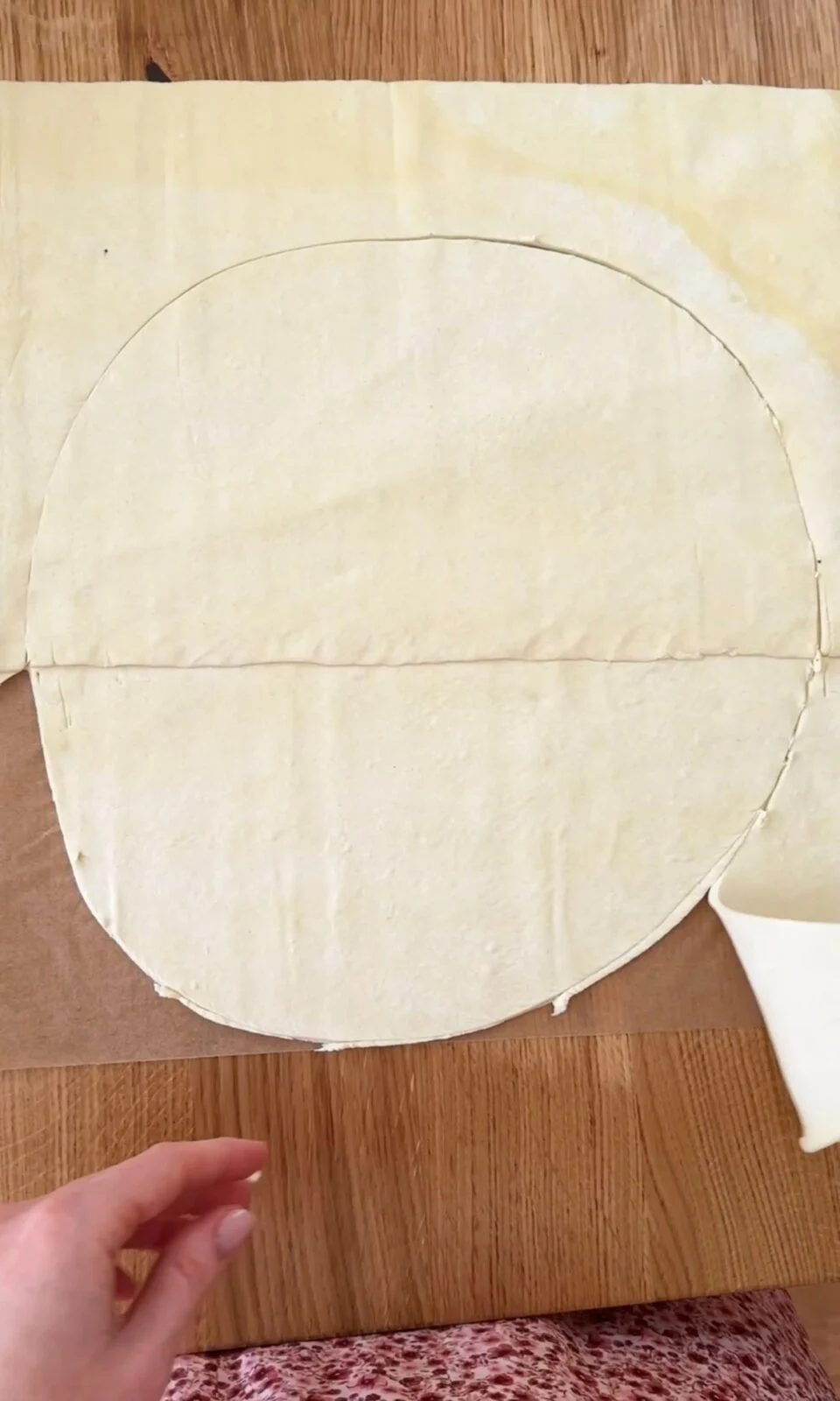 rolling out pastry.