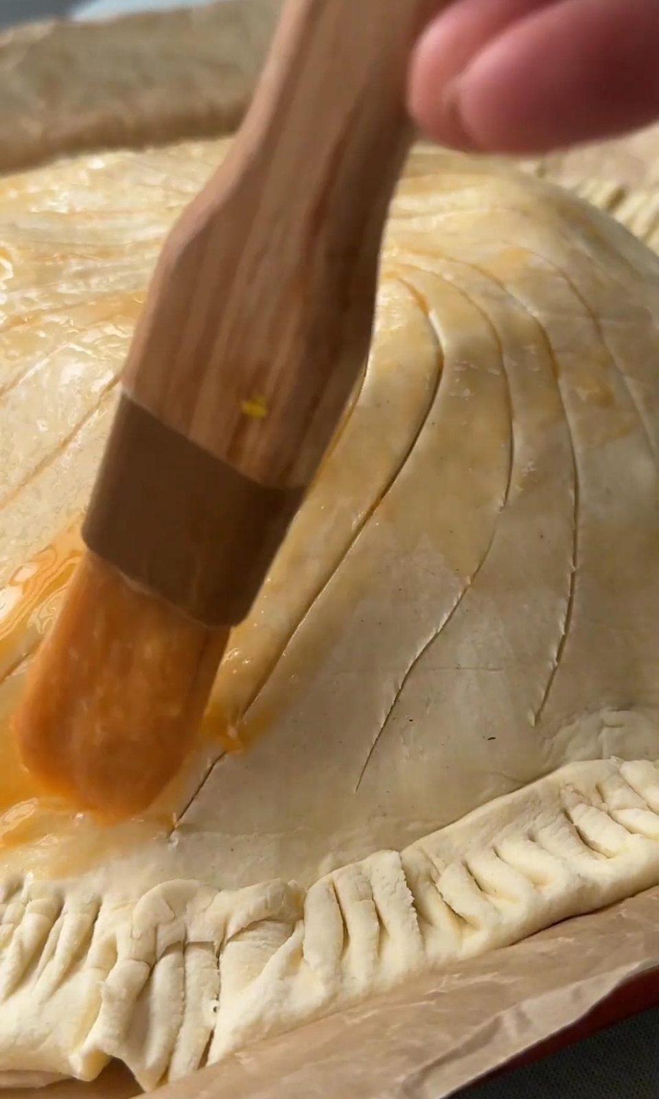 brush pithivier with egg wash.