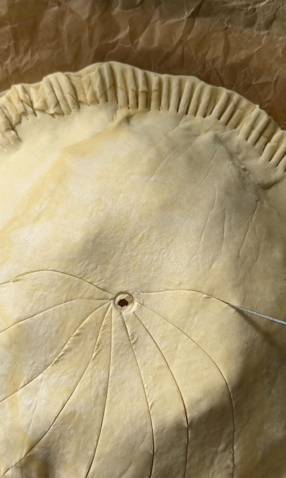 creating a vent hole on top of pithivier.