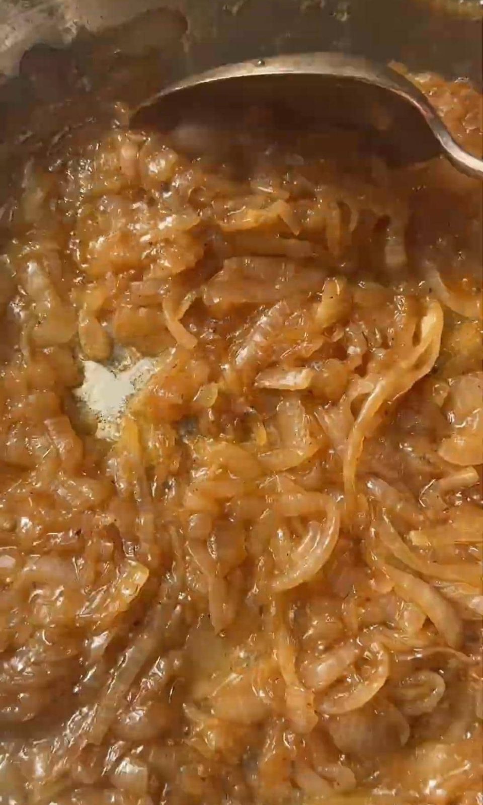 caramelised onions in a pan.