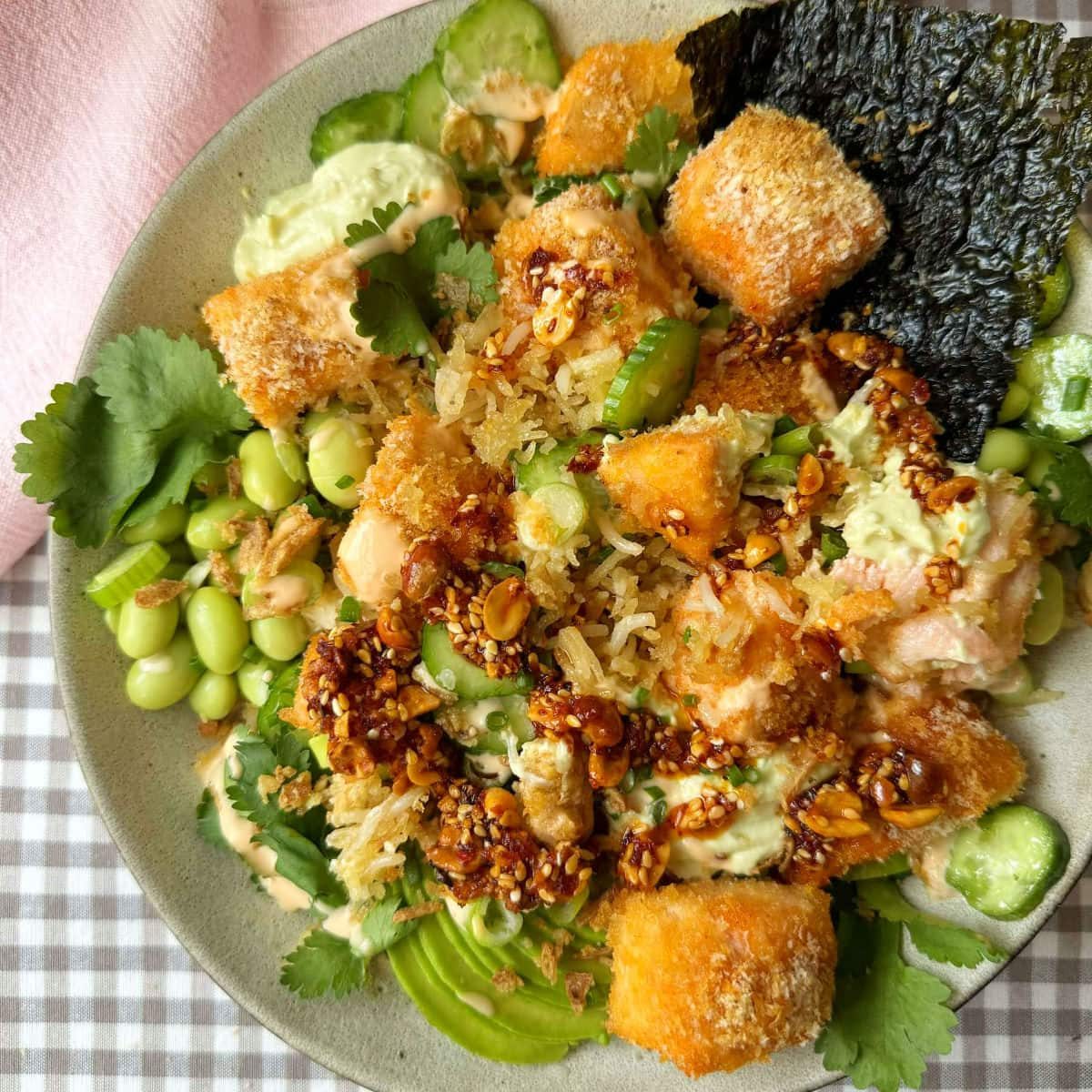 Crunchy Salmon Roll (in a bowl)