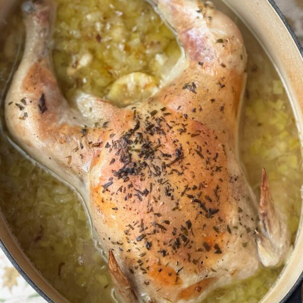 whole chicken in a pot (poule au pot).