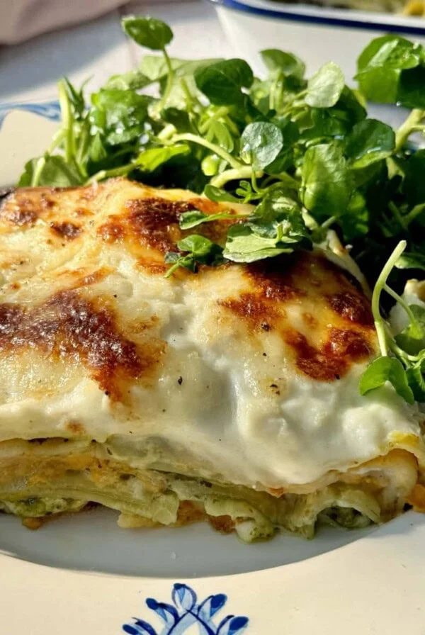 Pesto Lasagne on a plate.