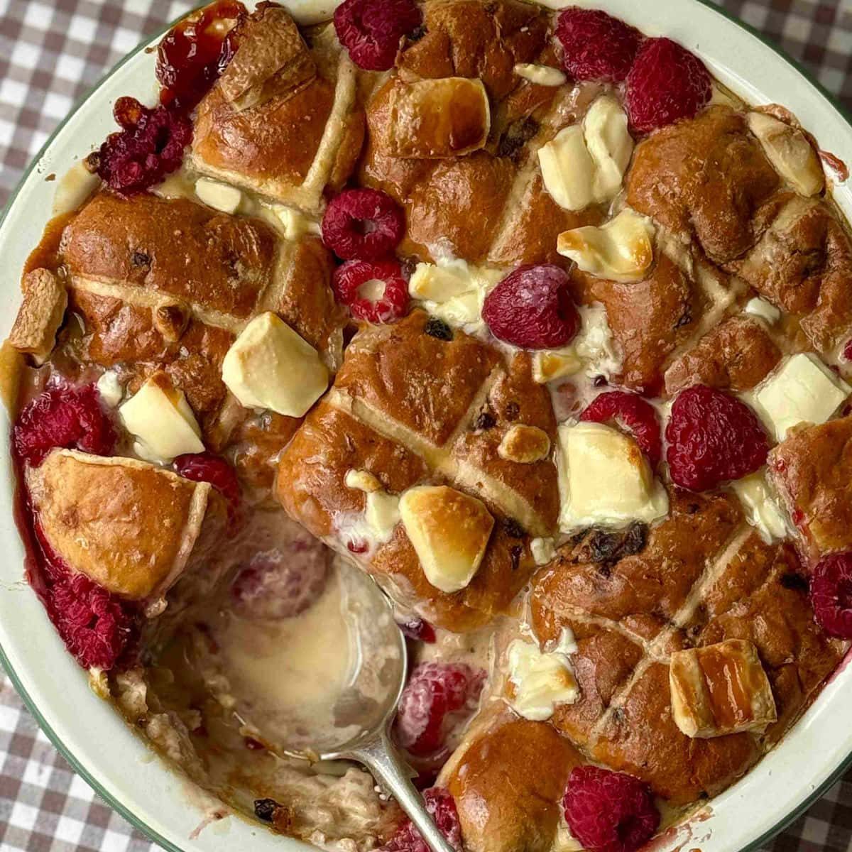 Hot Cross Bun Bread and Butter Pudding