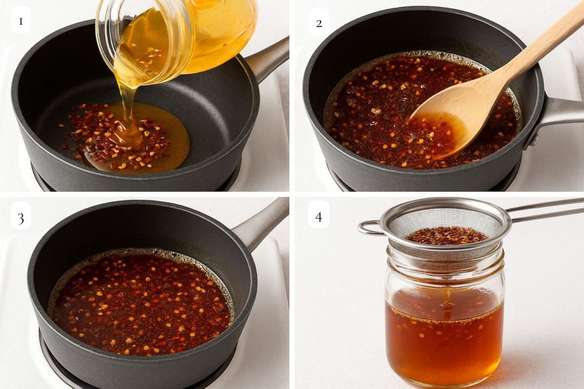 four steps to make hot honey.