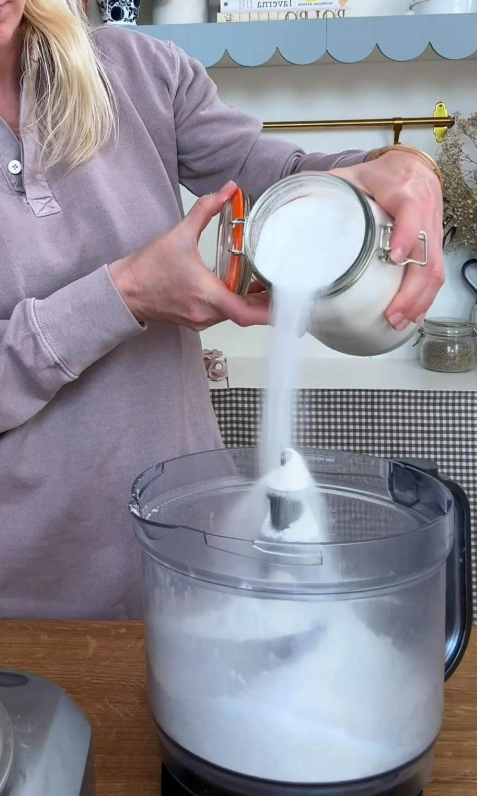 making shortcrust pastry in a food processor.
