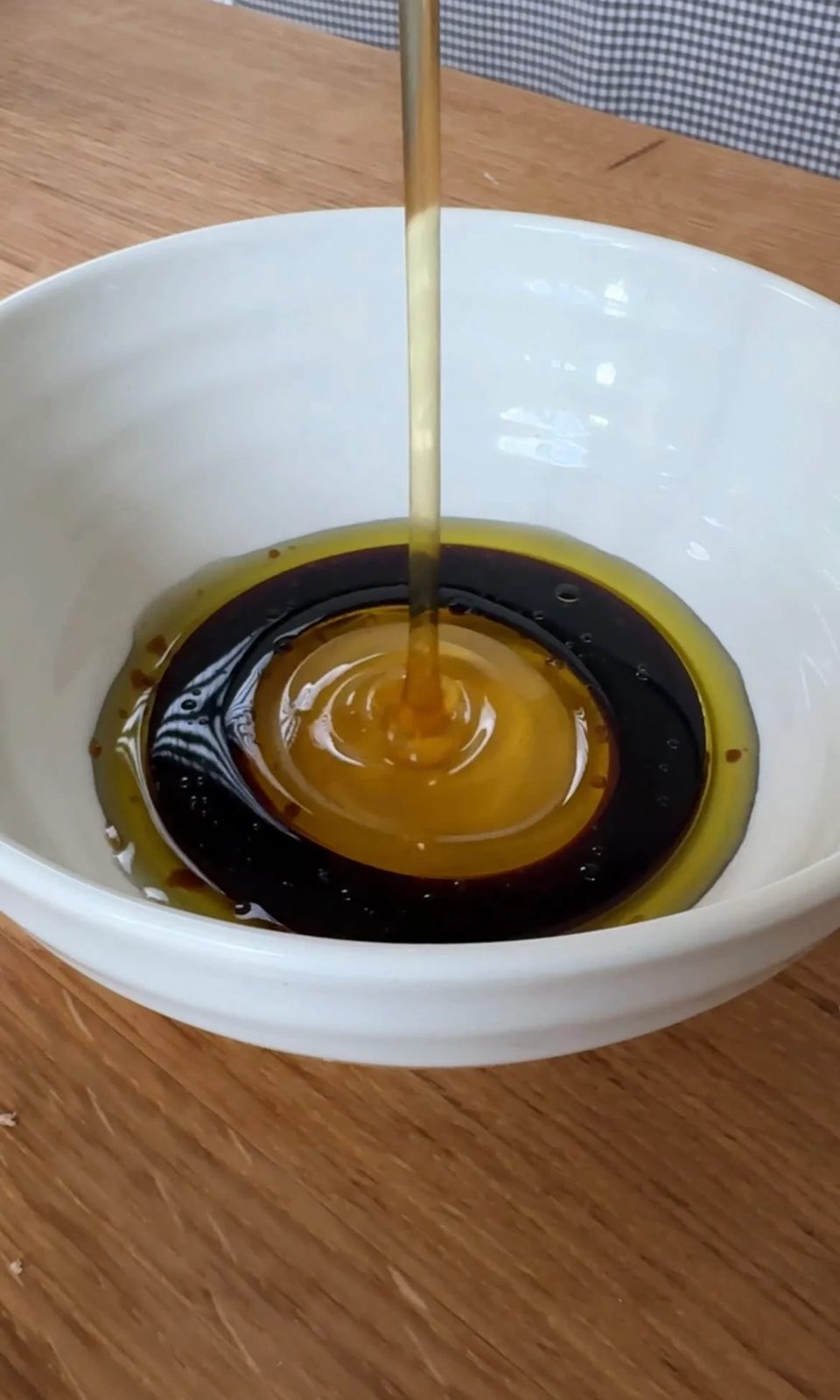 Mixing sticky Asian sauce.