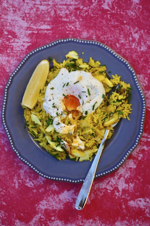 Kedgeree Topped With Poached Egg Inspired By Georgie Coleridge Cole