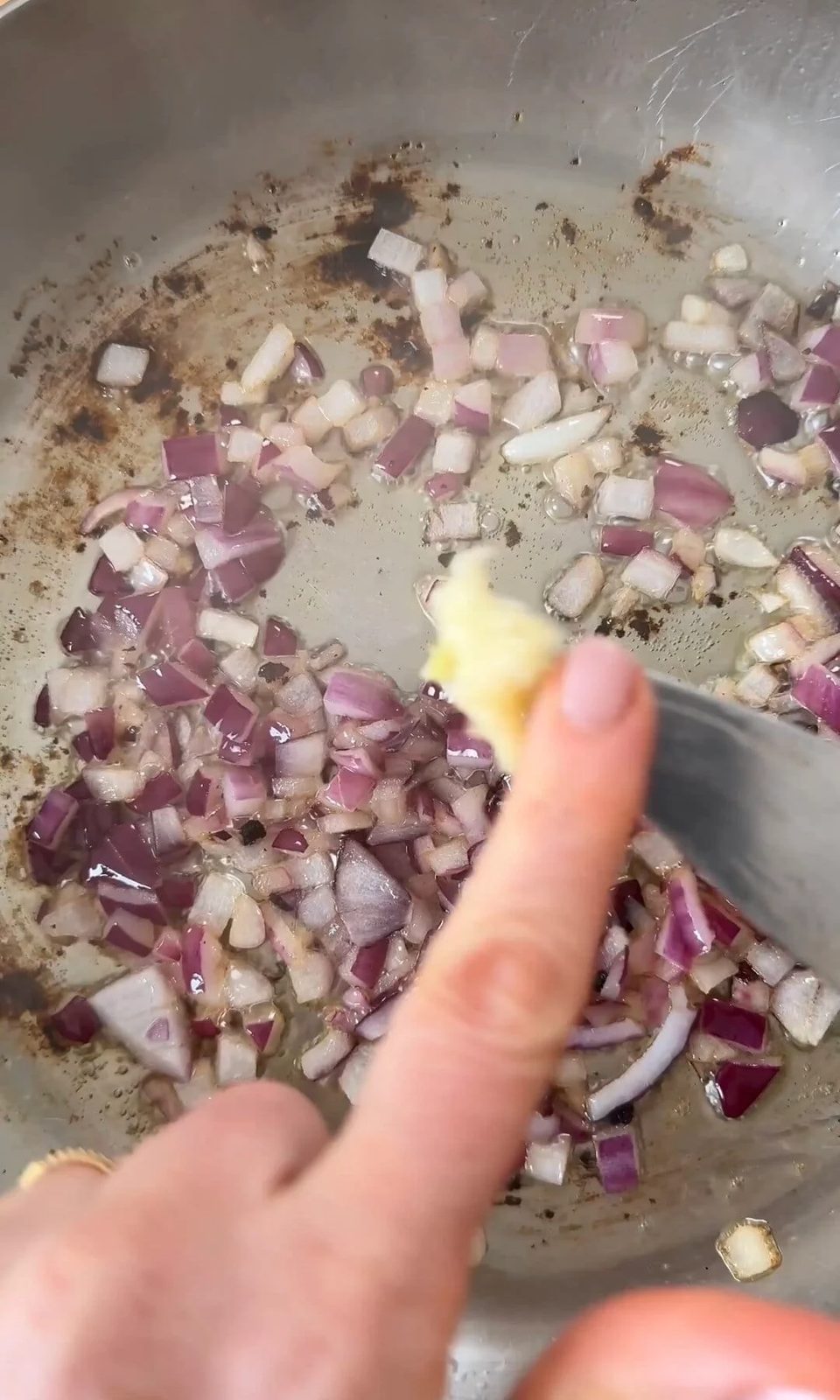 frying onion and garlic.