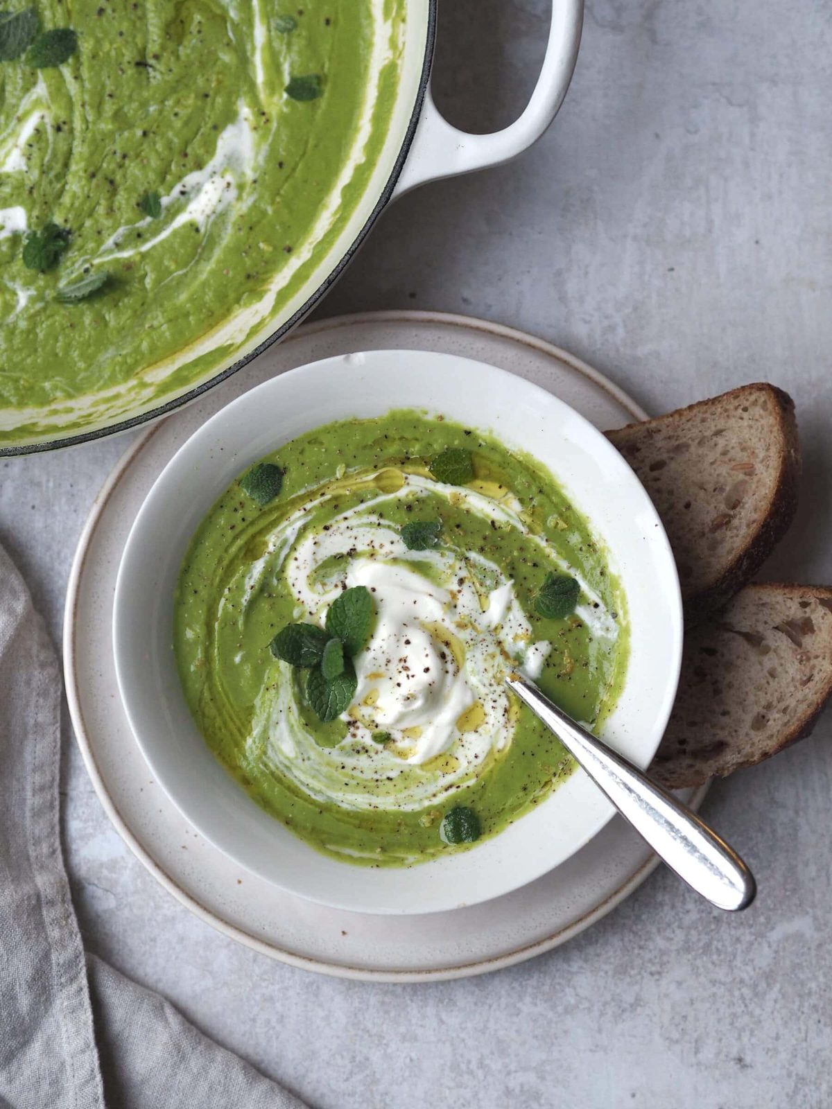 Little Gem, Pea and Mint Soup