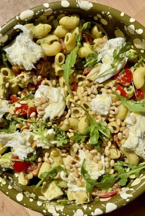 chicken macaroni pasta salad in bowl