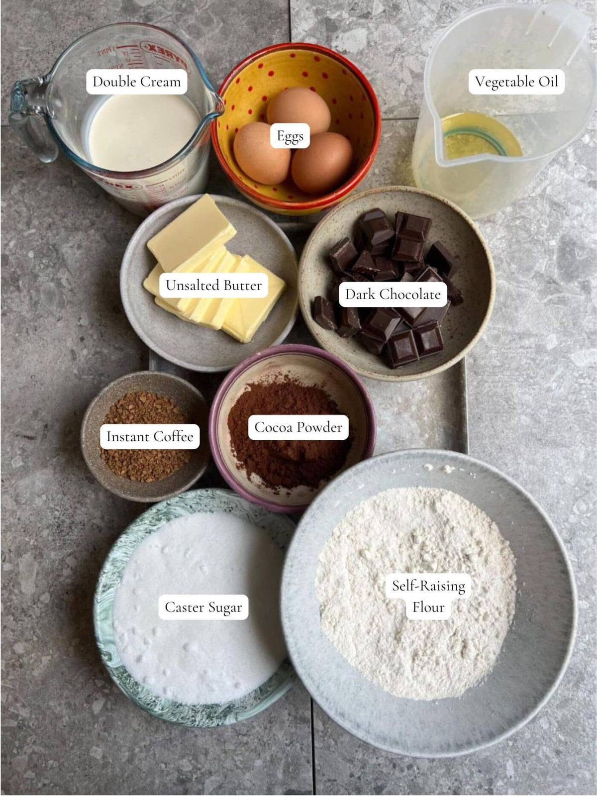 matildas chocolate cake labelled ingredients.