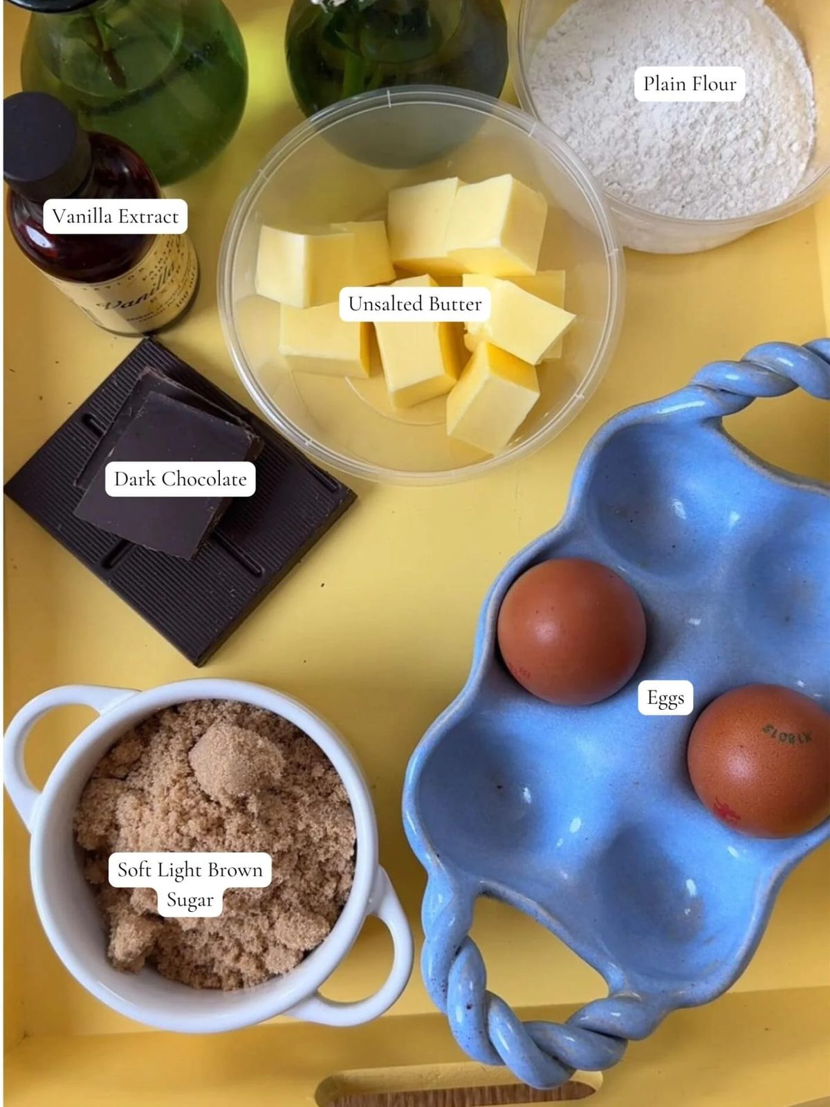 ingredients for melt in the middle chocolate puddings.