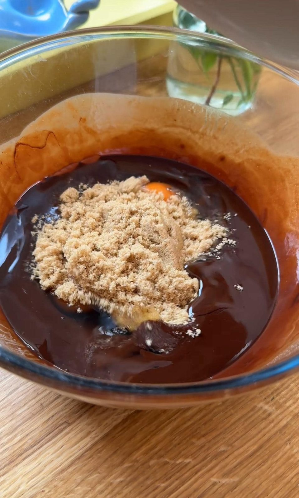 adding sugar to the batter.